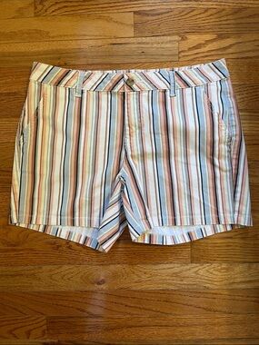 a.n.a Mid-Rise Midi Multi-Color Vertical Stripe 5” Inseam Shorts Sz 10